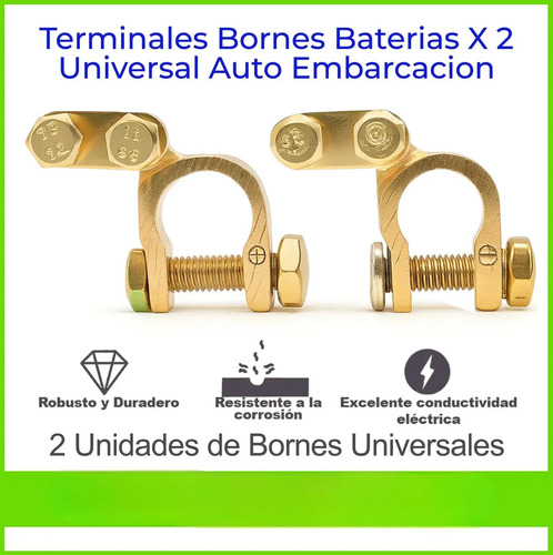 Juego 2 Terminales Borne Batería Auto Bronce Calidad Premium Dorado — foto 3 · MadsJeez Marketplace