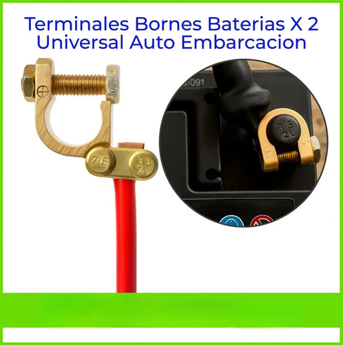 Juego 2 Terminales Borne Batería Auto Bronce Calidad Premium Dorado — foto 4 · MadsJeez Marketplace