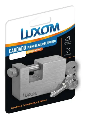 Candado Perno 80mm 3 Llaves Multipunto Hierro Luxom Plateado — foto 5 · MadsJeez Marketplace
