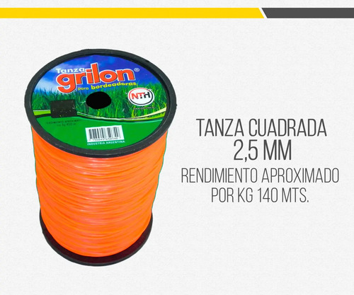 Tanza Grilon 2,5mm Cuadrada Desmalezadora Motoguadaña X 1kg Color Naranja — foto 3 · MadsJeez Marketplace