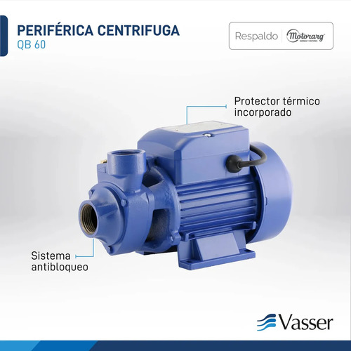 Bomba Periferica Elevadora Agua Vasser 1/2 Hp 20mts Caudal 30 L/m Azul 50 Hz Monofásica — foto 6 · MadsJeez Marketplace