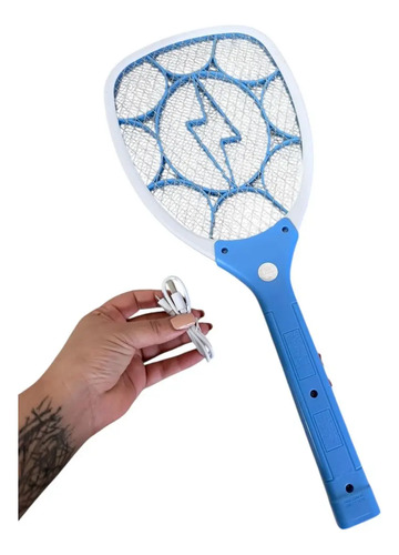 Raqueta Mata Mosquitos Moscas Premium Recargable Usb Azul Acero — foto 5 · MadsJeez Marketplace