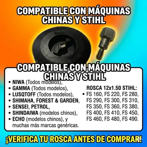 Cabezal Tanza Corte Bajo Con Adaptador Stihl Y China 10x1.25 Negro — foto 3 · MadsJeez Marketplace